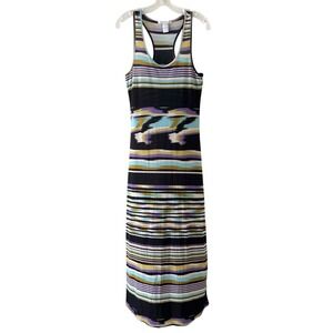Womens Midi Dress Large Striped Sleeveless Racerback Bodycon Multicolor Summer